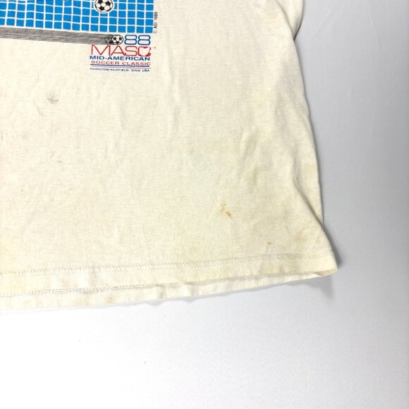 Vintage MASC Soccer 1988 T Shirt Jerzees White L/XL Mid American Classic Pepsi - Picture 2 of 12